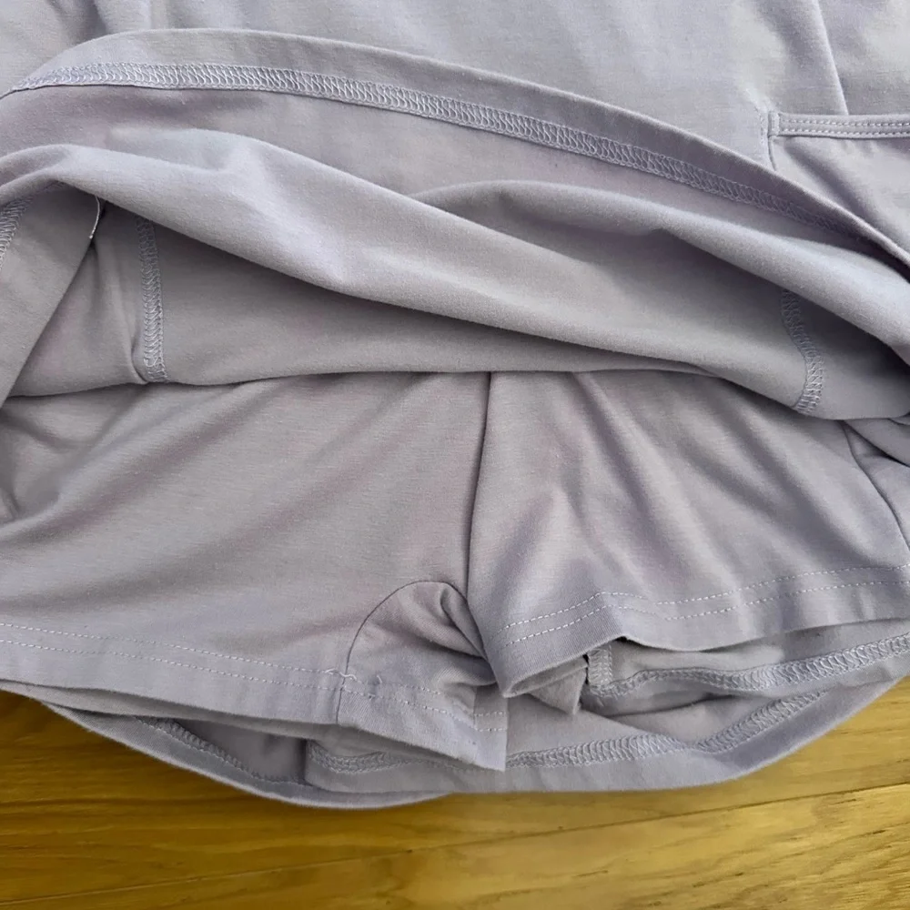 Free People Style Lavender Athletic Romper Built In Shorts Pockets Athleisure - Picture 7 of 7